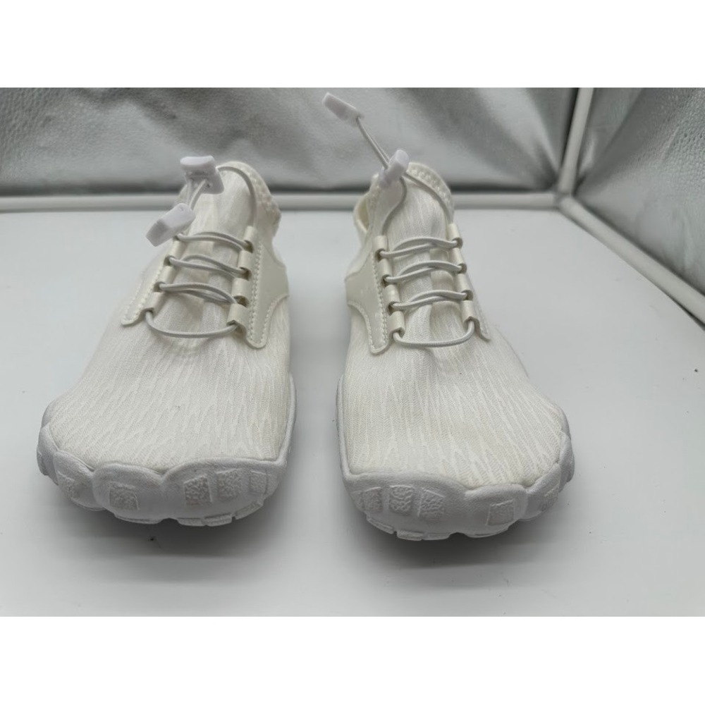 White Barefoot Water Shoes Minimalist Wide Toe Box Bungee Lace Sneakers Size 39